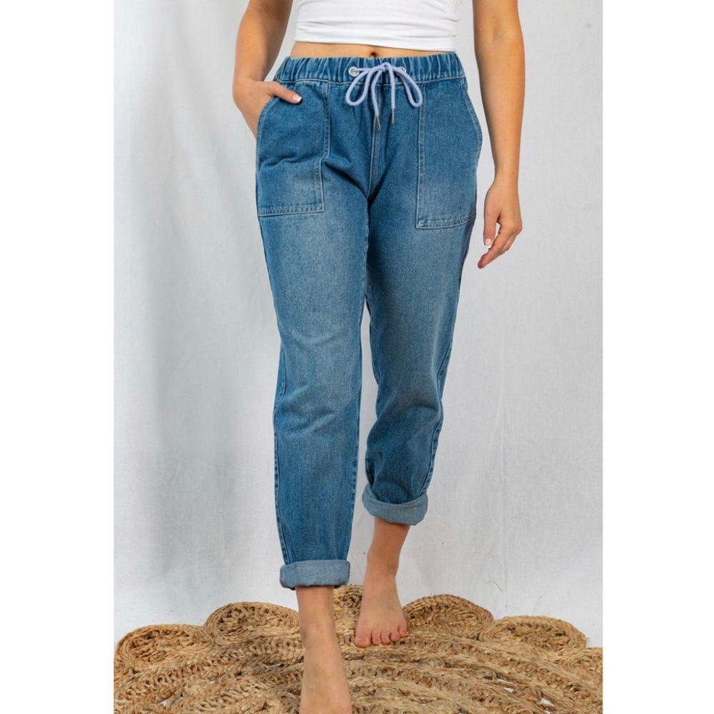 White Birch Relaxed Fit Denim Joggers